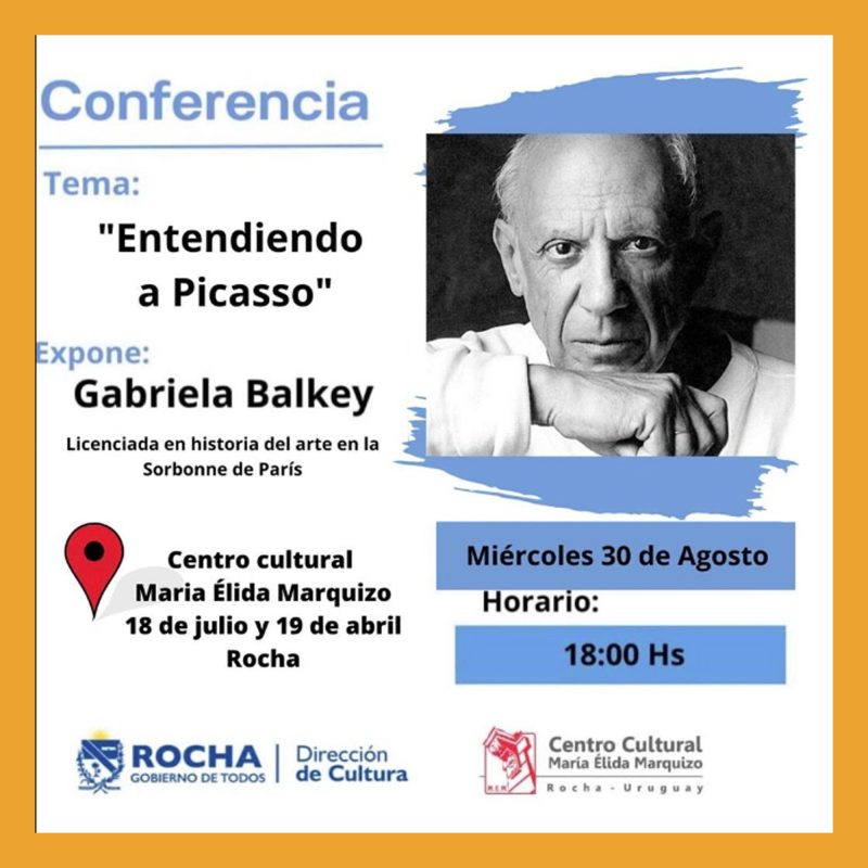 Afiche Charla Picasso. Rocha